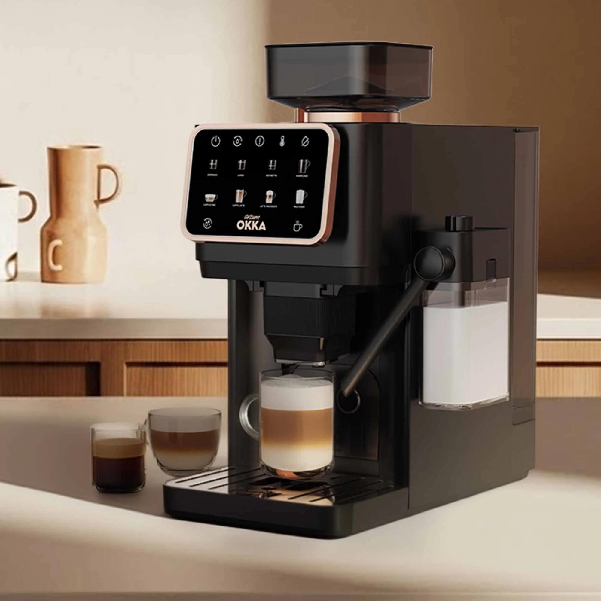 OKKA OK0042 Okka Barista Pro Otomatik Espresso Makinesi, Bakır
